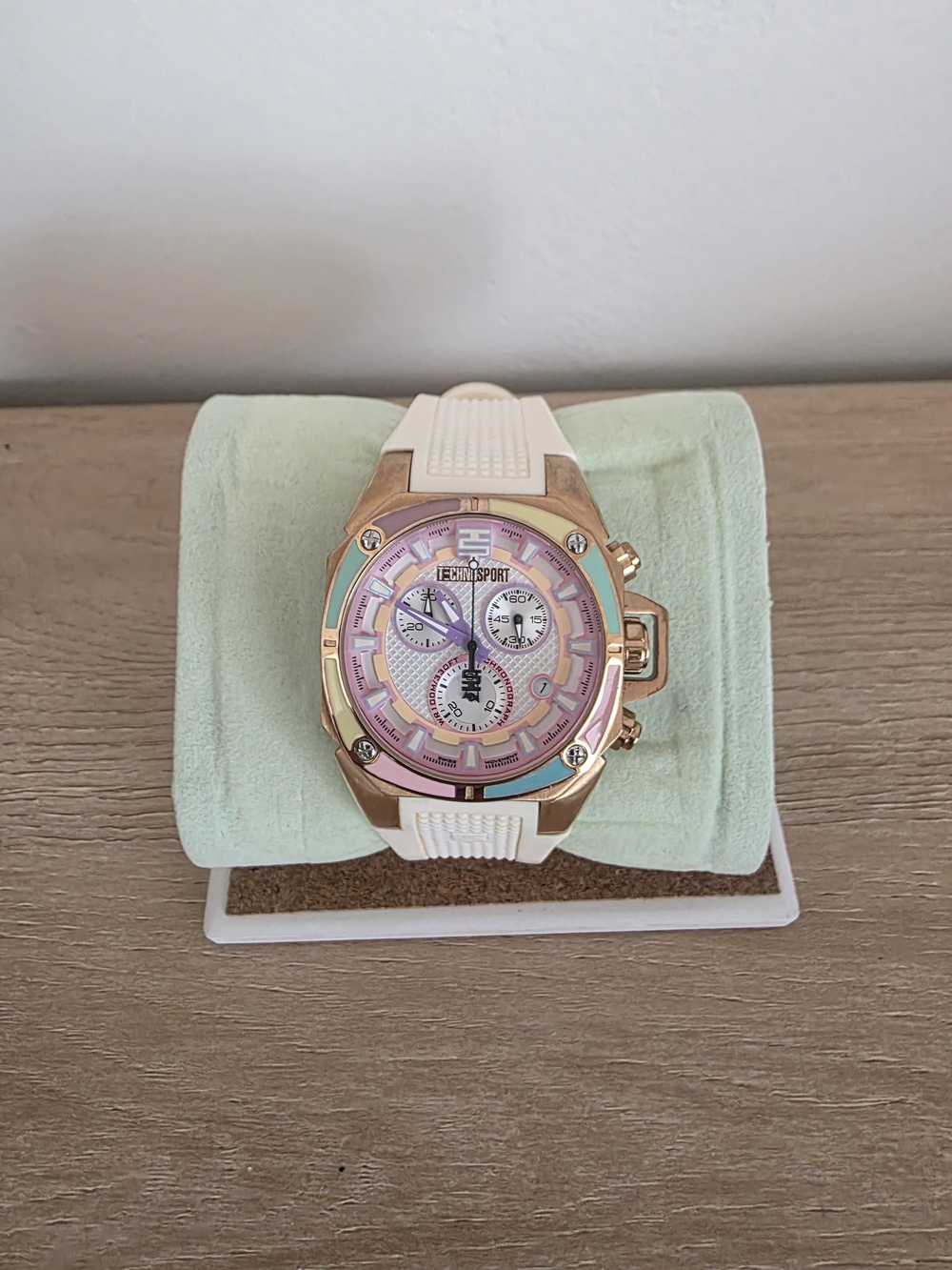 TechnoSport Women's Quartz Chronograph Date 38mm 10ATM Pink Dial White Strap